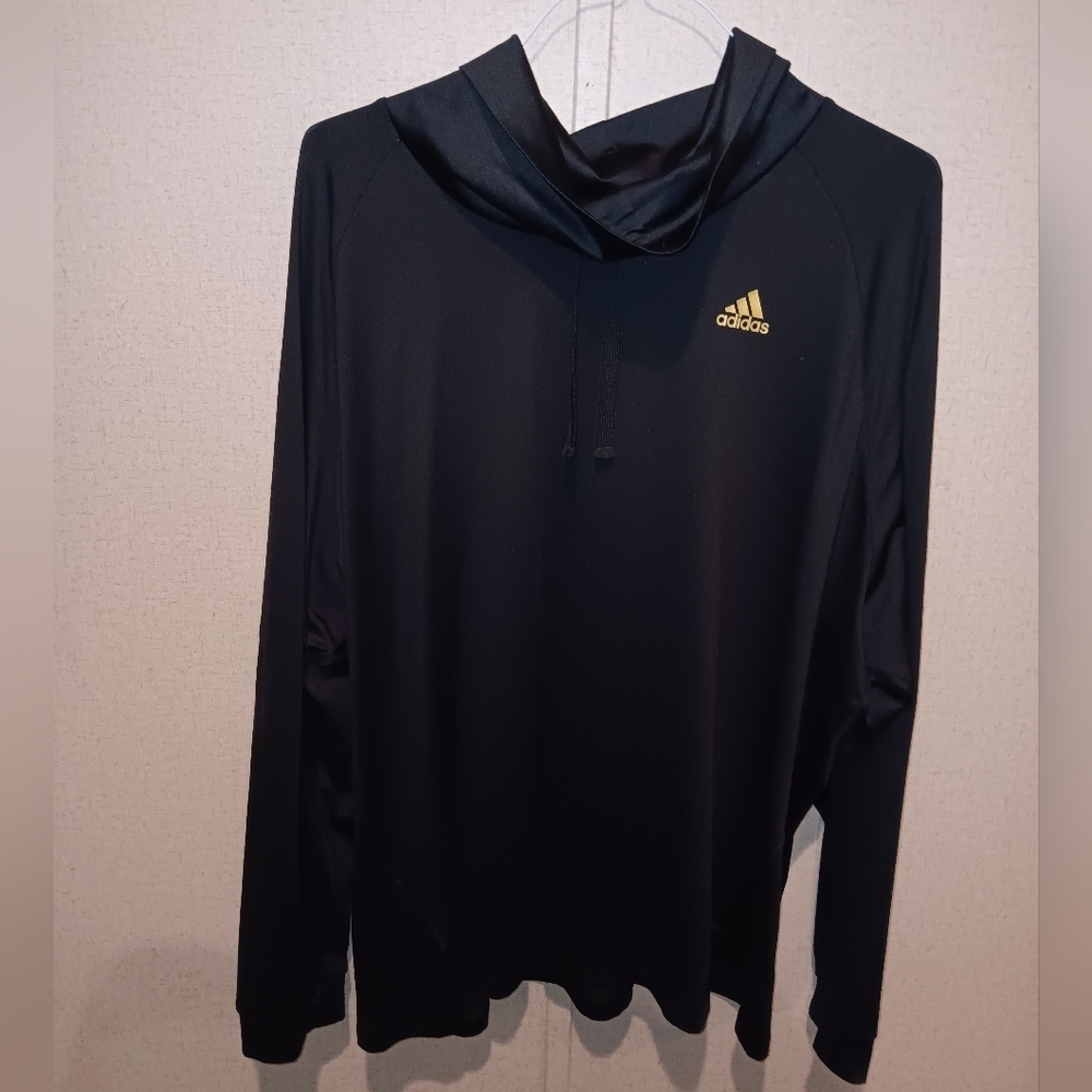 adidas Black Hoodie with Gold Logo